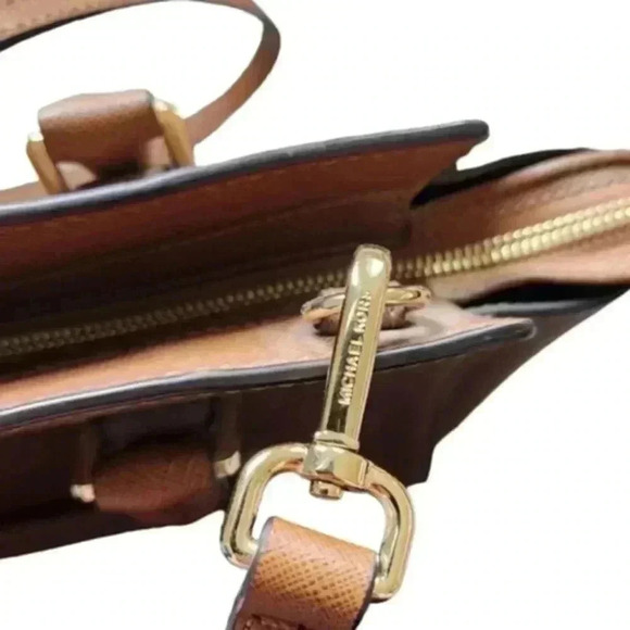 Michael Kors Selma Medium Saffiano Leather Crossbody Bag Cognac Brown Women's - Picture 10 of 15